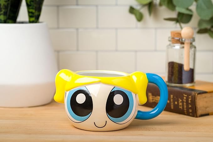 Silver Buffalo Powerpuff Girls Bubbles Ceramic 3D Sculpted Mug, 20 Ounces