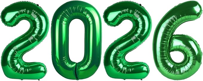 Dark Green 2026 Number Balloons, 40 Inch Balloon, New Years Eve Decorations, Balloons for New Years Eve Party Supplies 2026, Graduation Decoration, 2 6 20 26 Birthday Parties