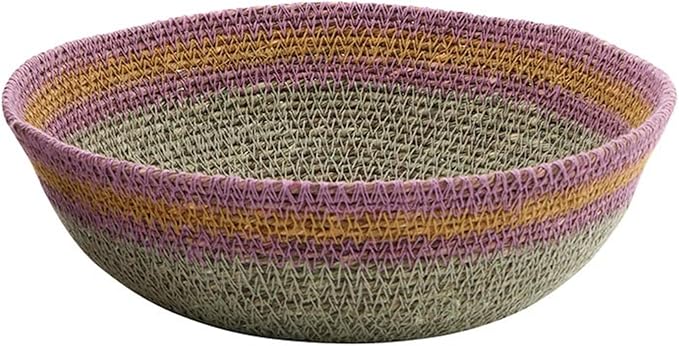 47th & Main Set of 2 Decorative Seagrass Bowls, Bright Striped