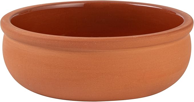 Restaurantware-Terra Tek 6.8 Ounce Terracotta Cazuelas, 2 Brown Glazed Clay Pots For Cooking - Oven-Ready, Microwavable, Terracotta Serving Pots, Dishwashable, For Cooking And Serving