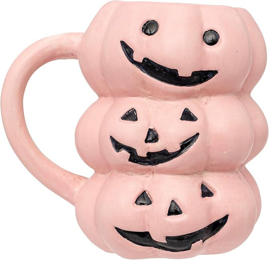 Boston International Ceramic Coffee Mug Classic Tea Cup for Hot Beverages Drinkware, 12-Ounces, Pink Jack-O-Stack