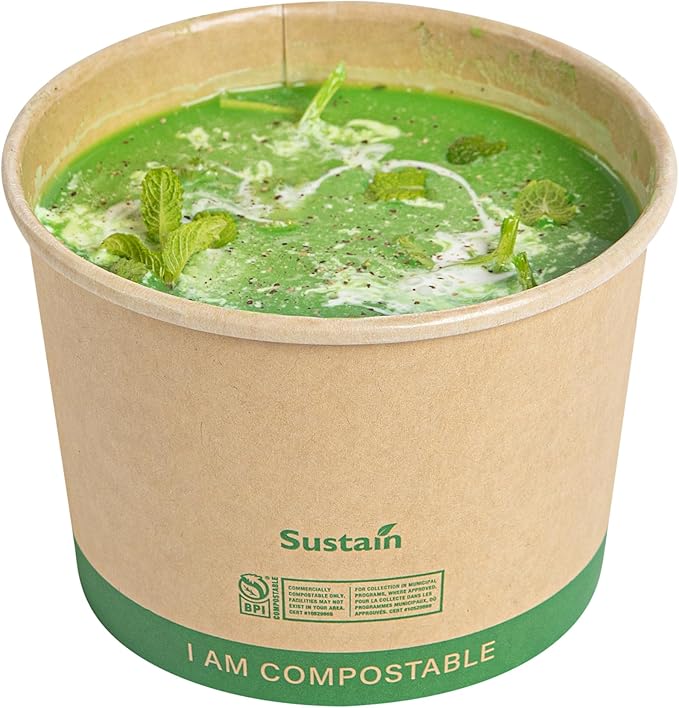 Restaurantware Paper Soup Containers 25 Pack Of 16 oz Disposable Kraft To Go Hot Soup Serving Bowls BPI-Certified Compostable Leakproof Stackable Food Containers For Noodles, Pasta And Desserts