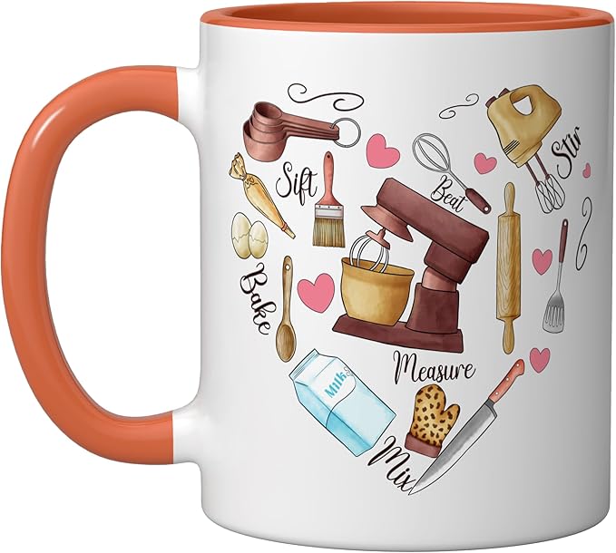 Baker Cooking Culinary Pastry Chef Baking Cook Bake Love Ceramic Mug, Orange/White