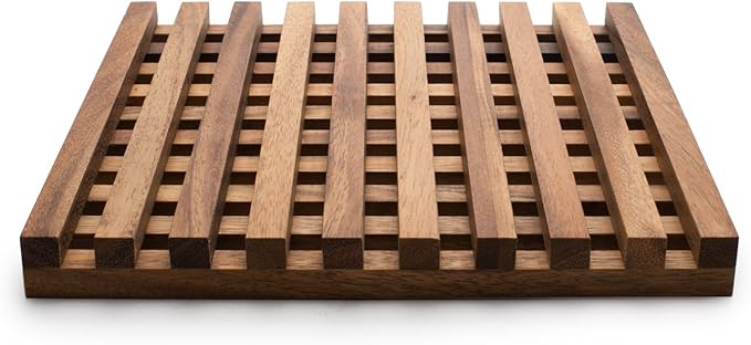 Ironwood Gourmet Venetian Trivet, 10 x 10 x 1 inches, Acacia Wood