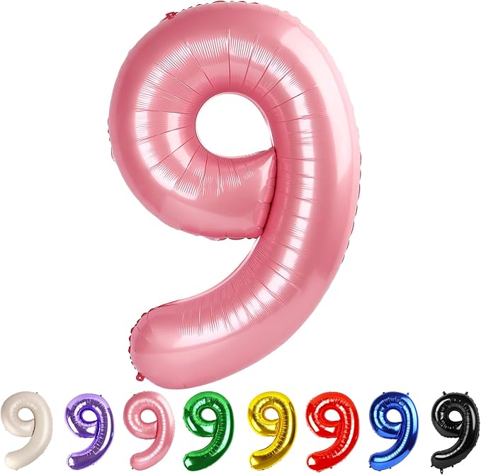Numbers 9 Balloons Pearl Pink Party Decorations for Women Men, 40 In Big Balloons for Engagement, Wedding, Celebration Party, Graduations, Photo Shoot