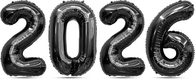 2026 Balloons 40 Inch Black 2026 Balloon Numbers 2026 Foil Balloon 2026 Decorations Graduation Balloons 20 22 26 60 62 Balloon Numbers for New Year Birthday Anniversary Decorations