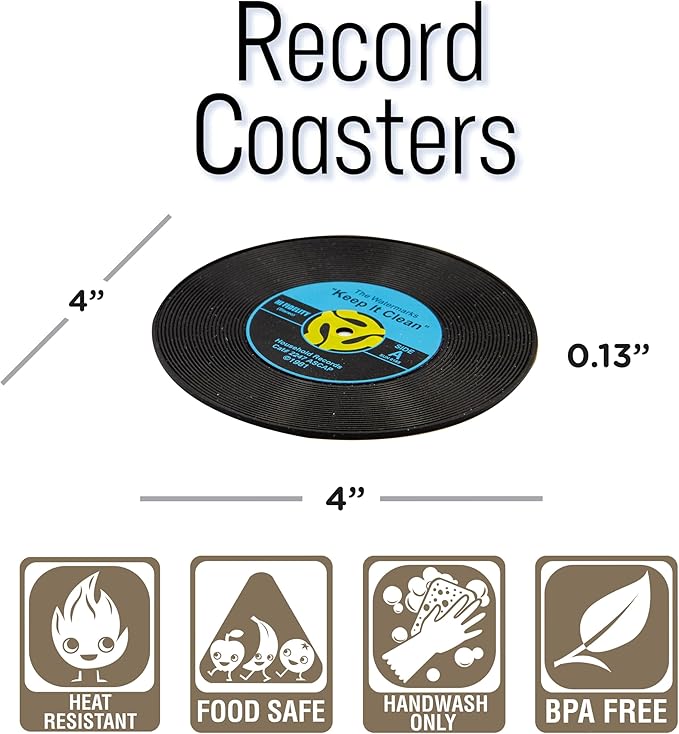 GAMAGO 45 Record Coasters - Funny Coasters - Fun for Decorations - Coasters for Drinks - Great Party Bar and Gift Idea