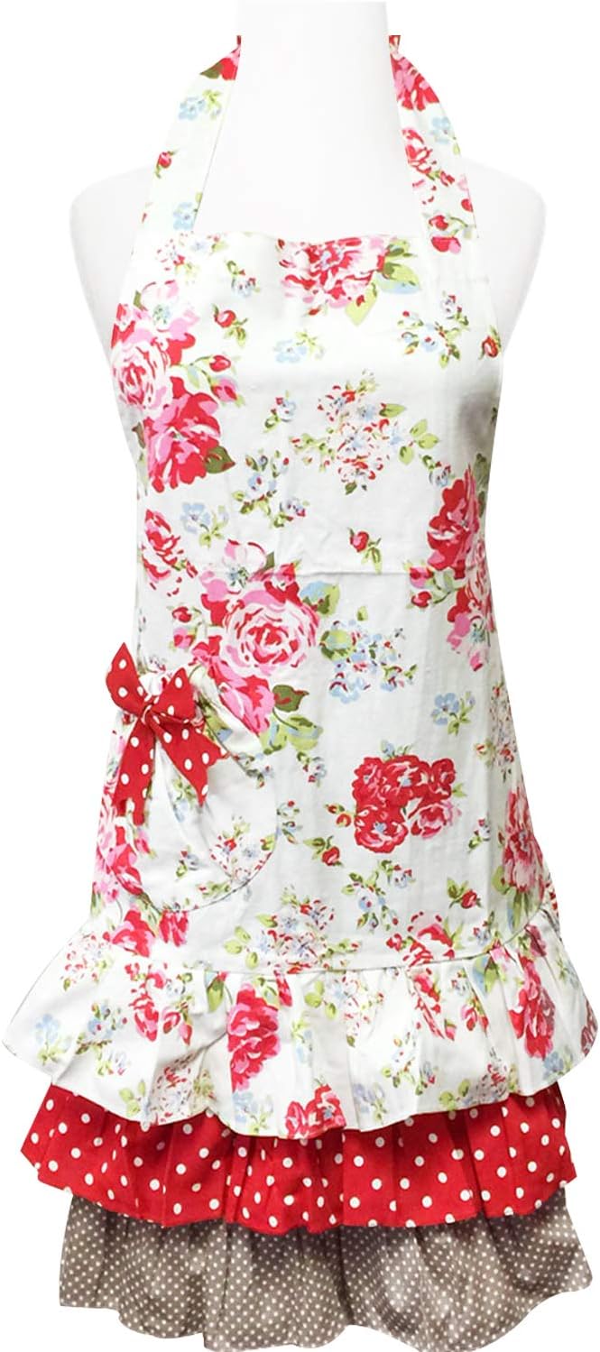 Wrapables Mother and Daughter Ruffles and Roses Apron for Baking, Cooking & Crafts, Adult