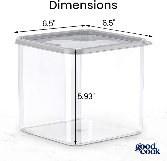 GoodCook Food Storage Container with Lid BPA-Free Square Modular & Stackable Design, 3-Quart, Clear