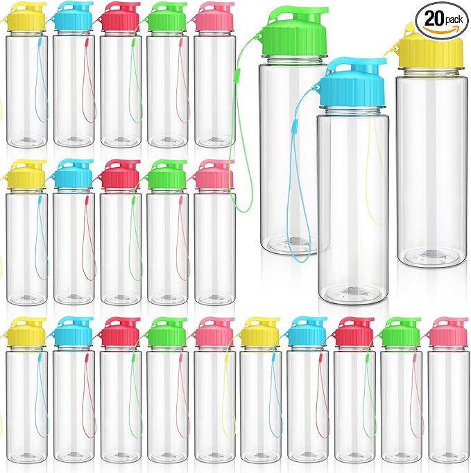Mifoci 20 Pieces Water Bottle Bulk 17 oz Plastic Water Bottles Bulk Gym Sports Adults Reusable Large Bottles with Leak Proof Flip Top for Party Outdoor (Stylish Colors)