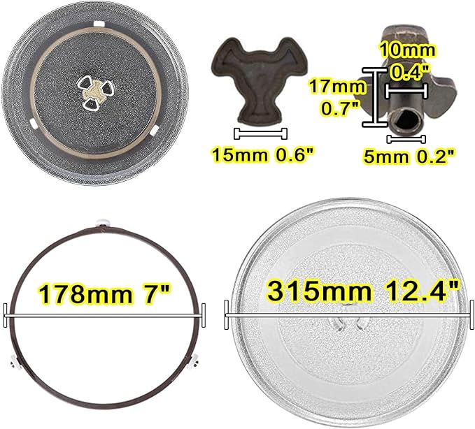 LIGUOYI Microwave Glass Turntable Plate with 3 Fixtures, Microwave Glass Plate De Replacement Microwave Plate, 245mm 255mm 270mm Diameter, Microwave Glass Tray, Heat Resistance, Easy to Care for