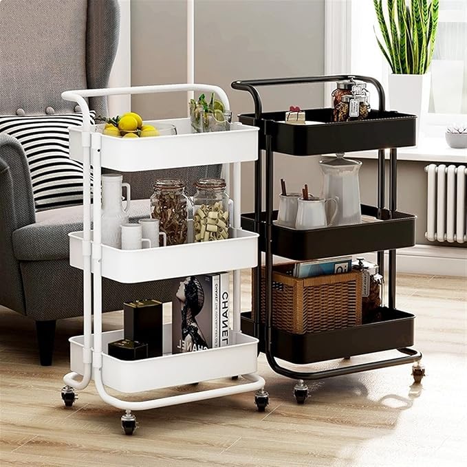 Kitchen Storage Rack Kitchen Storage Racks Parlor Bathroom Office Shelf Gadget Stainless Steel Holder Trolleys Food Clothes Sundry Organizer 3-Layer Storage Shelves (Color : Gold) (Gold)