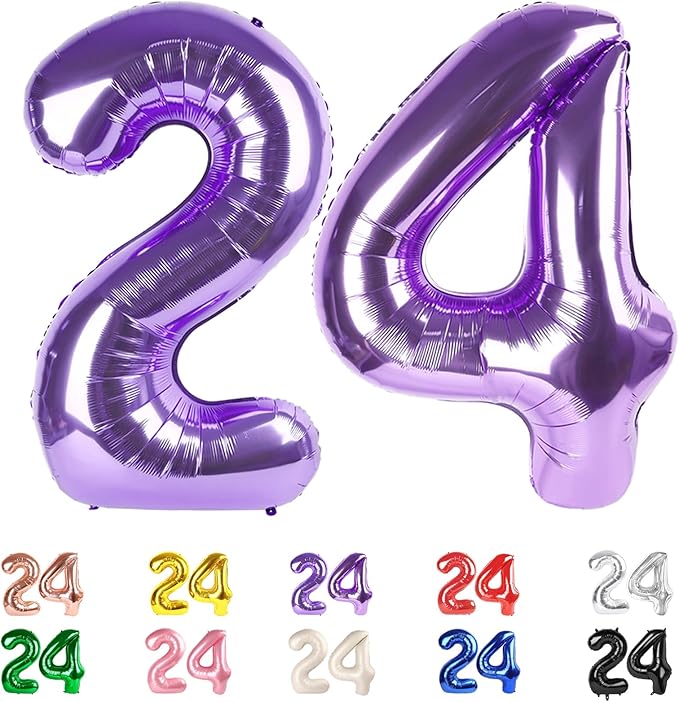 Numbers 24 Balloons, 42 Balloons, 24th Purple Party Decorations 40 In Big 42nd for Girl Boys Engagement, Wedding, Celebration Party, Graduations, Photo Shoot