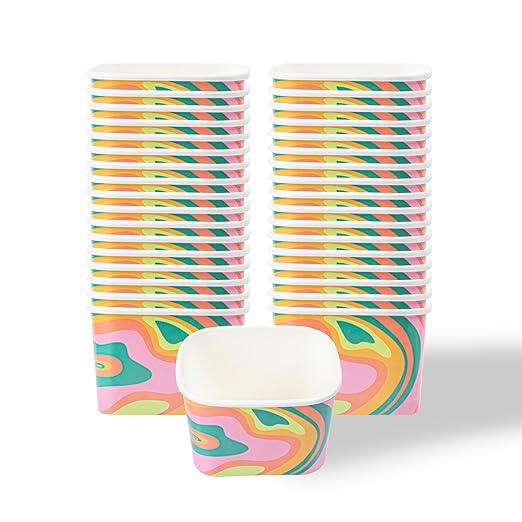 Coppetta 12 Ounce Dessert Cups, 200 Greaseproof Ice Cream Cups - Lids Sold Separately, For Hot And Cold Foods, Psychedelic Sunrise Paper Yogurt Bowls, Disposable, Sturdy - Restaurantware