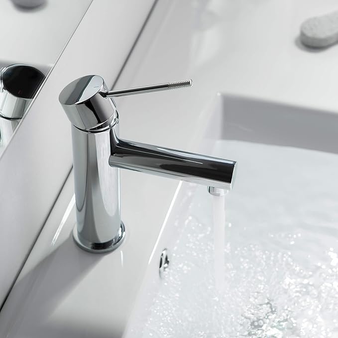 KIBI KBF1010 Solid Brass Single Handle Single Hole Circular X Faucet for Bathroom Sink | High Arc Faucet Spout | Chrome Finish | Corrosion and Rust Resistant