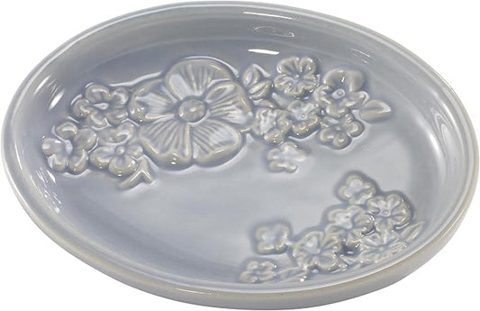 Nicole Miller – Soap Dish, Durable Ceramic with Dimensional Floral Detailing & Hand-Painted Accents, Perfect for Holding Bar Soap or Sponges on Bathroom & Kitchen Counters (Camille)