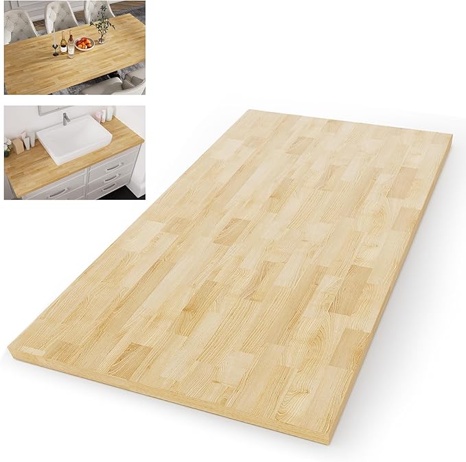 Butcher Block Countertop Wood Tabletop – 1FT Solid Unfinished Butcher Block Cutting Board 12"x7.5"x0.5" Small Hardwood Slab for Kitchen Prep, DIY Crafts, Shelves, Desk Top & Home Projects