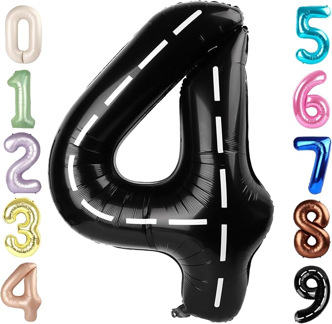 40 Inch Large Numbers Balloon, 4 Line Black Ballon for 4th 14 40 44 Birthday Party, Balloon 4 Number for Graduations Wedding Supplies