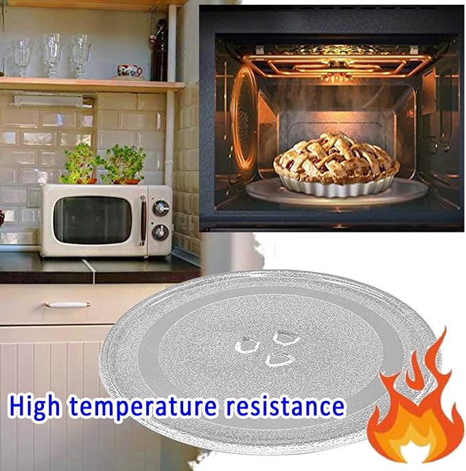 Microwave Glass Tray With 3 Fixtures, Scratch-Resistants Microwave Glass Plate, Universall Microwave Glass Turntable Plate Replacement, 315mm 255mm 245mm Diameter Round Microwave Plate ( Color : Clear