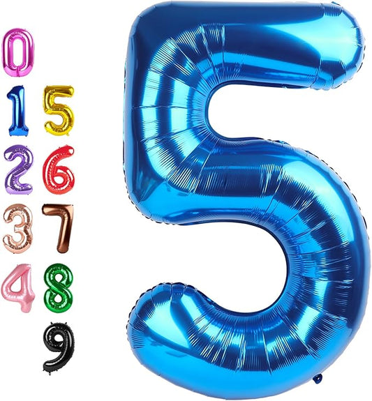 Balloons Number 5, Dark Blue Balloon Numbers for Girls Boys 40 Inch Happy Birthday Decorations for 5 15 25 2025 Graduation Wedding Anniversaries