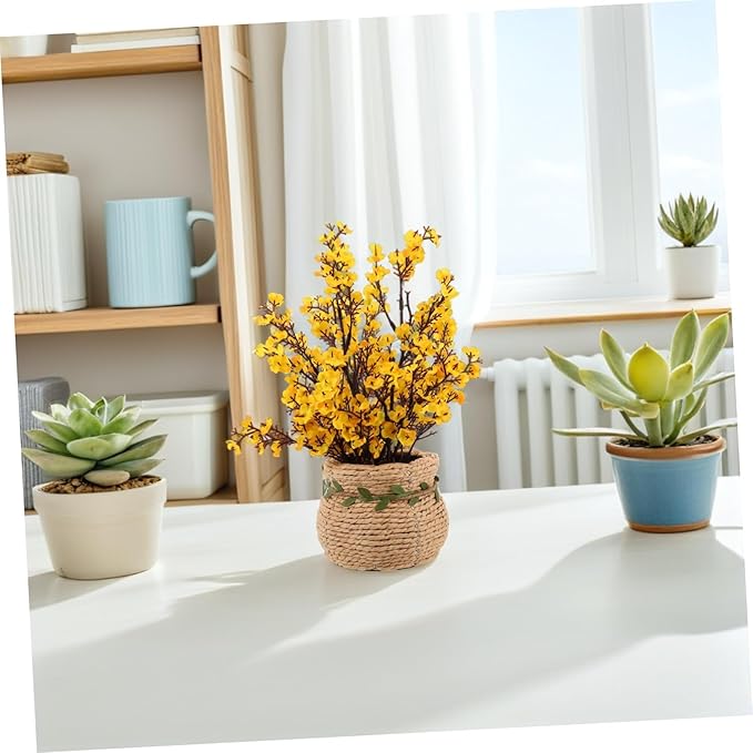Luxshiny Woven Flower Basket Vase Handmade Decorative Floor Vase with Nordic Design for Organizing Items Unique Tabletop Planter for Living Room Study Room