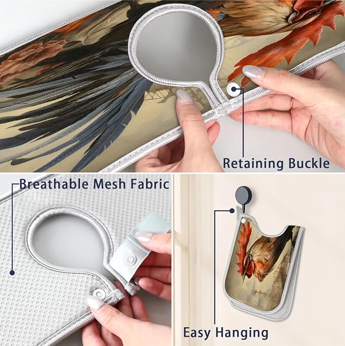 Farmhouse Rooster Kitchen Sink Splash Guard Absorbent Fast Drying Mat Sink Gadgets Washable Sink Matt for Kitchen Faucet Splash Guard