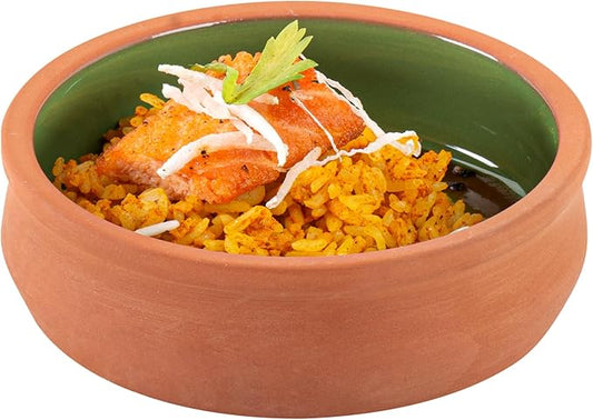 Restaurantware-Terra Tek 8.5 Ounce Terracotta Cazuelas, 2 Green Glazed Clay Pots For Cooking - Oven-Ready, Microwavable, Terracotta Serving Pots, Dishwashable, For Cooking And Serving
