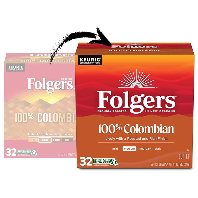 Folgers Colombian Medium Roast Coffee, 32 Keurig K-Cup Pods