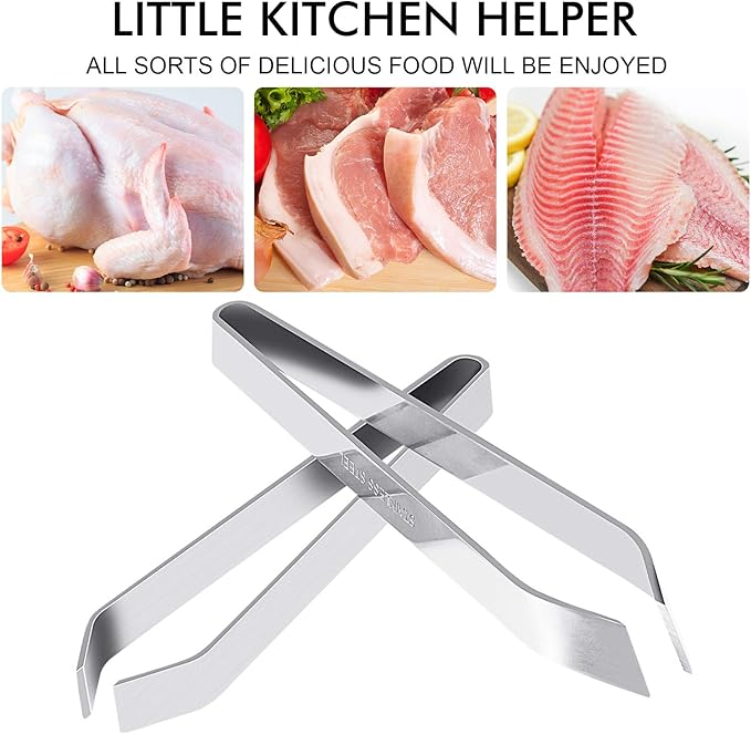 Fish Bone Tweezers, Professional Stainless Steel Flat and Slant Pliers Set for Kitchen Salmon Trout, 1 SET