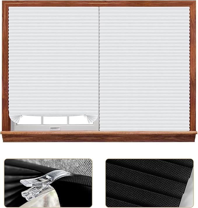 MALOKI Pleated Window Blinds,Temporary Shades Cordless Light Filtering Pleated Paper Shades Room Darkening Blinds for Home Bedroom Office - 24 I* 71 Inch (Fits Windows 15-24 inch)