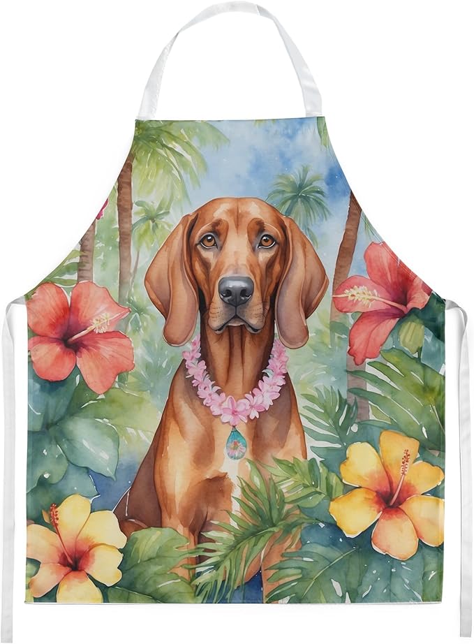 Caroline's Treasures Redbone Coonhound Luau Apron Cooking Kitchen Server Baking Crafts Gardening for Adult Women Men, Unisex, Large, Multicolor