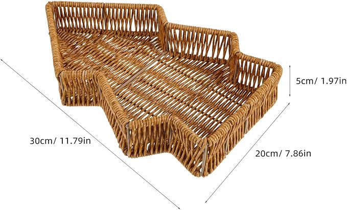 Christmas Tree Shaped Bread Basket Handwoven Farmhouse Style Countertop Organizing Bin Holiday Food and Snack Serving Platter for Kitchen Family Dinner