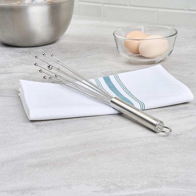 Restaurantware 12.5 in Stainless Steel Ball Whisk - 24 Pack - German Standard Egg Beater with Ergonomic Handle, Dishwasher Safe - Manual Mixer Cooking Whisk for Baking, Stirring, Sauces, Beating