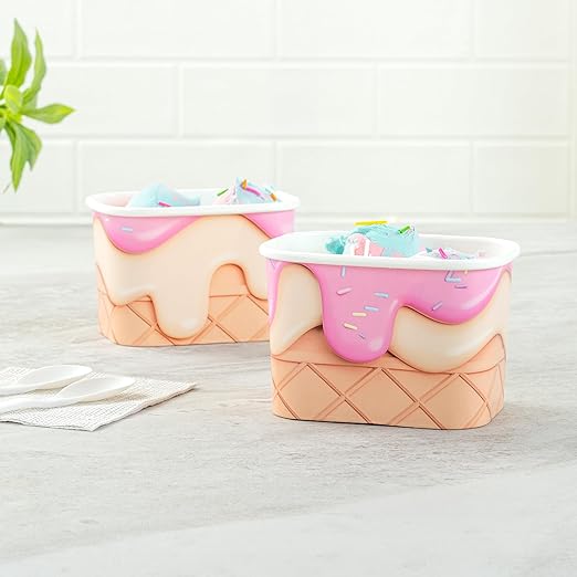 Coppetta 12 Ounce Dessert Cups, 50 Greaseproof Ice Cream Cups - Lids Sold Separately, For Hot And Cold Foods, Vanilla Strawberry Swirl Paper Yogurt Bowls, Disposable, Sturdy - Restaurantware