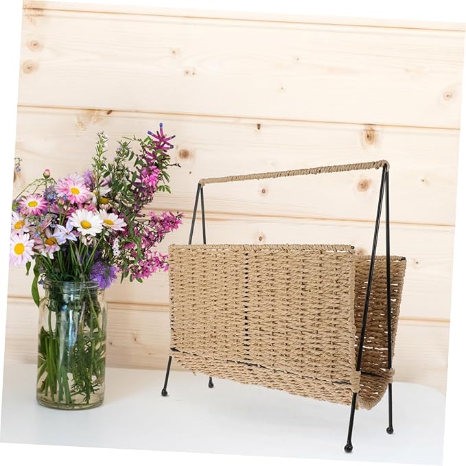 Garneck Hand Woven Storage Basket Rustic Style Snack Holder for Organizing Books and Items Natural Material Compact Design for Home and Storage