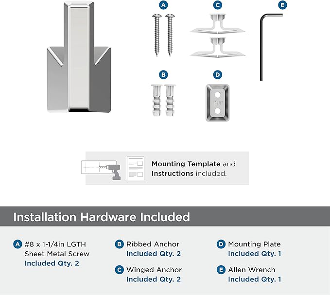 Amerock BH3600026 | Chrome Single Robe Hook | 3-9/16 in. (90 mm) Length Towel Holder | Blackrock | Towel Hook for Bathroom | Bathroom Hardware | Bath Accessories