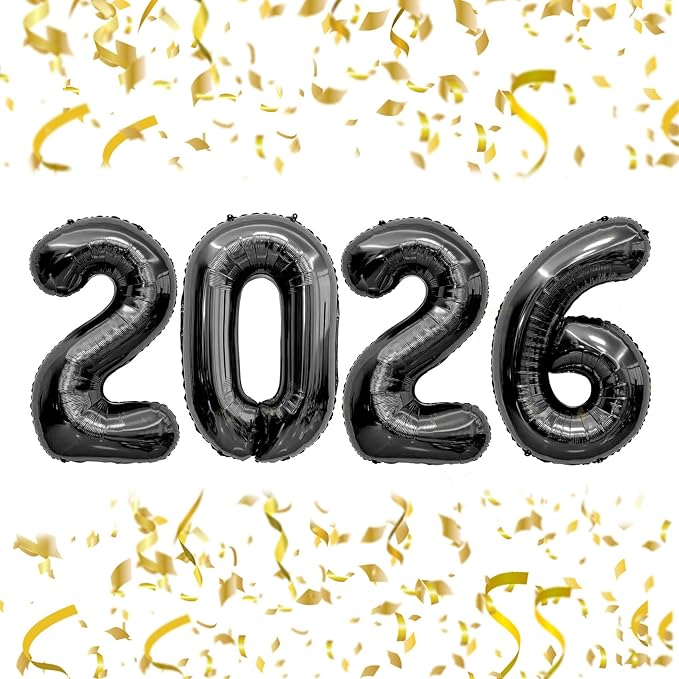 2026 Balloons New Years Balloons 40 Inch Black 2026 Balloon Numbers for Happy New Year 20 26 Decorations New Years Eve Balloon Globos De Fin De Año for Graduation Nye Decor Party Supplies