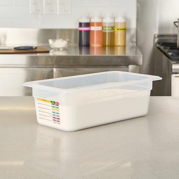Restaurantware Food Storage Container 10 Pack of 12.7 x 6.8 x 3.9 Inches Plastic Stackable Storage Box White Reusable Label Container Dishwasher Safe For Restaurants And Kitchens