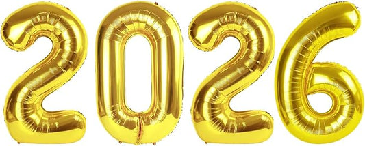2026 Balloon Numbers - 40 Inch Gold New Years Eve Party Supplies 2026, Nye Decor Party Decorations Happy New Year, New Years Eve Foil Party Balloons, Graduation Party Decorations
