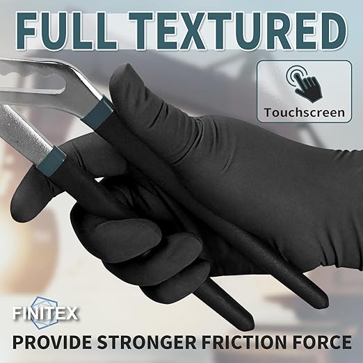 FINITEX - Black Nitrile Disposable Gloves, 5mil, Powder-free, Medical Exam Latex-Free 100 PCS For Cleaning Food Glove (XX-Large (Pack of 90))