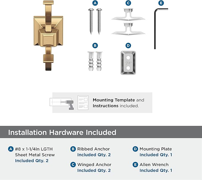 Amerock BH36020CZ | Champagne Bronze Single Robe Hook | 4-1/4 in. (108 mm) Length Towel Holder | Mulholland | Towel Hook for Bathroom | Bathroom Hardware | Bath Accessories