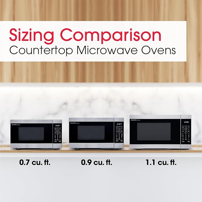 SHARP Countertop Microwave Oven with Removable 12.4" Carousel Turntable, 1000 Watt, 1.1 Cubic Feet, Stainless Steel