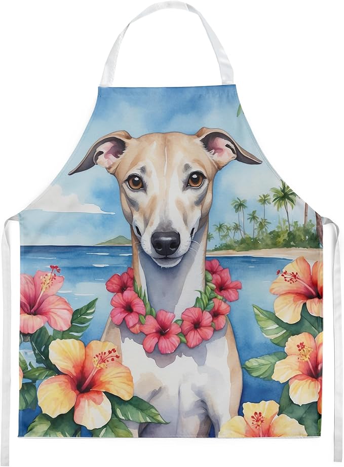 Caroline's Treasures Whippet Luau Apron Cooking Kitchen Server Baking Crafts Gardening for Adult Women Men, Unisex, Large, Multicolor