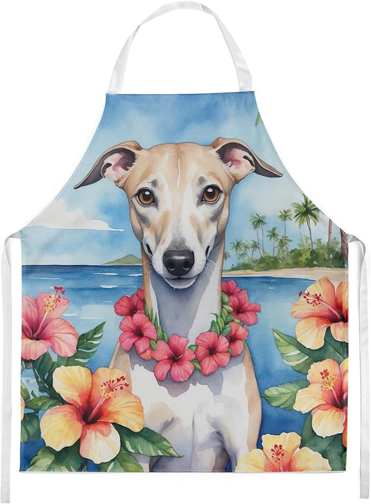 Caroline's Treasures Whippet Luau Apron Cooking Kitchen Server Baking Crafts Gardening for Adult Women Men, Unisex, Large, Multicolor