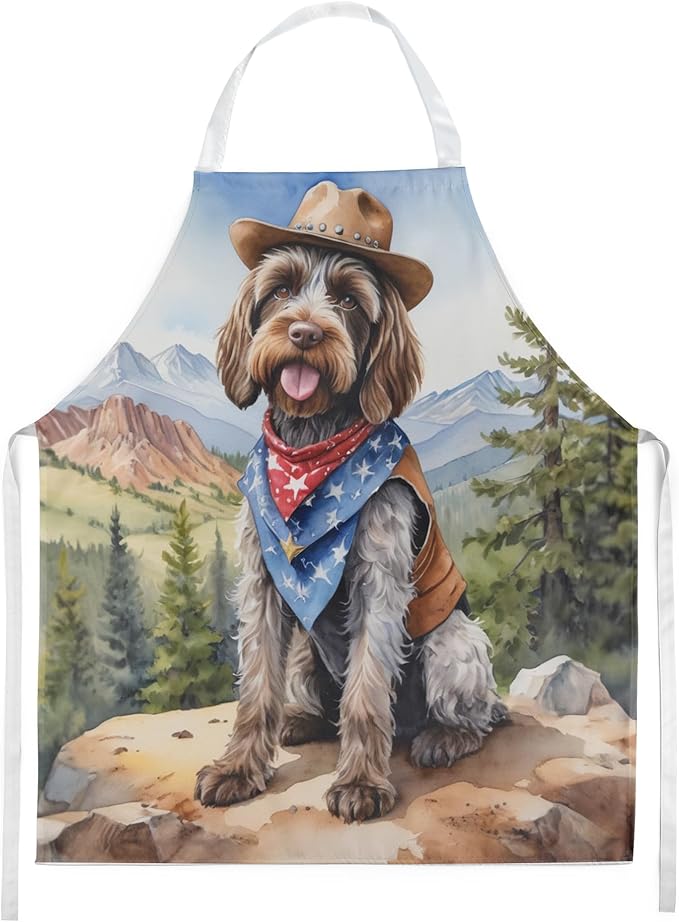 Caroline's Treasures Wirehaired Pointing Griffon Cowboy Welcome Apron Cooking Kitchen Server Baking Crafts Gardening for Adult Women Men, Unisex, Large, Multicolor