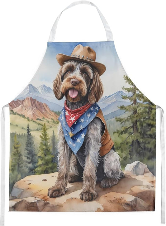 Caroline's Treasures Wirehaired Pointing Griffon Cowboy Welcome Apron Cooking Kitchen Server Baking Crafts Gardening for Adult Women Men, Unisex, Large, Multicolor