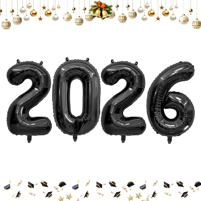 40 Inch 2026 Balloons Black Foil Number Balloons for 2026 New Year Festival Celebration or Birthday Party Supplies Decorations,New Years Balloon 2026, New Years Eve Balloon