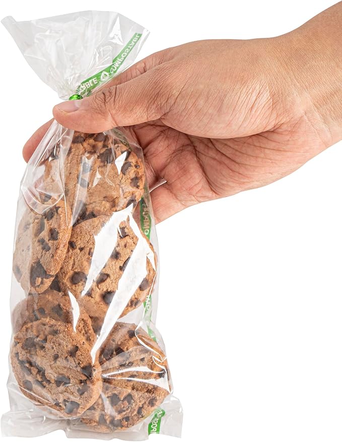 Restaurantware Candy Bags 100 Pcs 10" x 3.7" Heat-Sealable Clear Plastic Bags Greaseproof Home Compostable Freezer-Ready No-Flap Treat Carriers for Candies, Cookies, Bakery, Party Favours