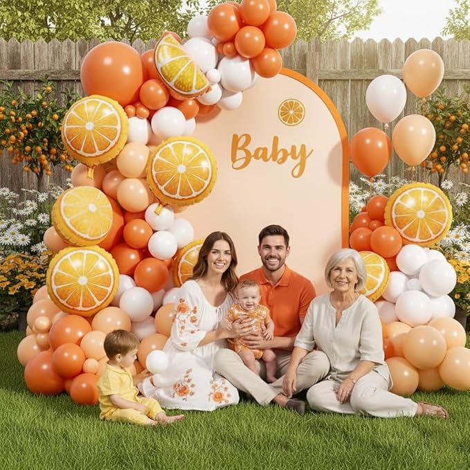 Orange Balloons Garland Arch Kit - 170Pcs Different Size Orange and Pastel Orange Balloons for Little Cutie Baby Shower Tangerine Theme Fruit Birthday Gender Reveal Party Decorations