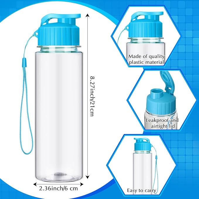 Mifoci 20 Pieces Water Bottle Bulk 17 oz Plastic Water Bottles Bulk Gym Sports Adults Reusable Large Bottles with Leak Proof Flip Top for Party Outdoor (Colorful)
